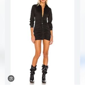 Revolve Superdown Colette Ruched Shirt Dress In Black